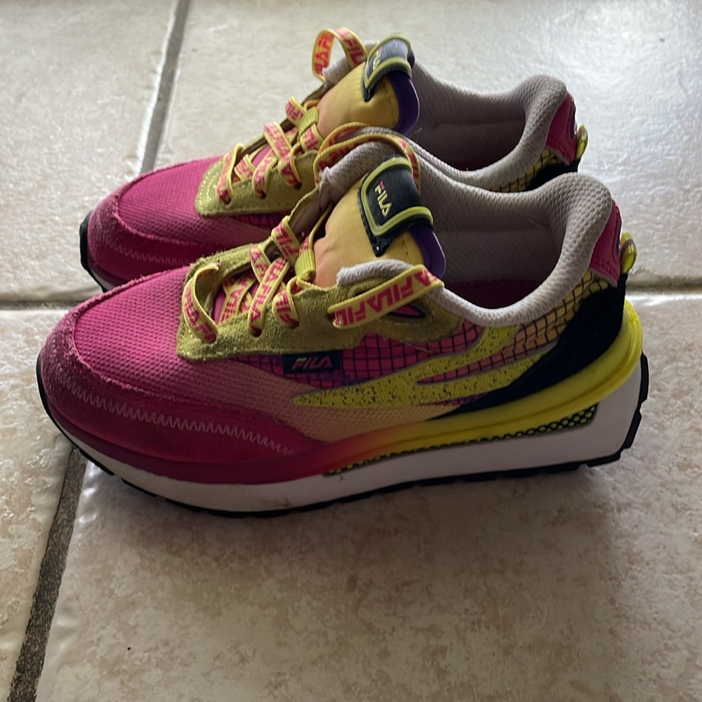 Fila Kids Vibrant Pink and Yellow Sneakers